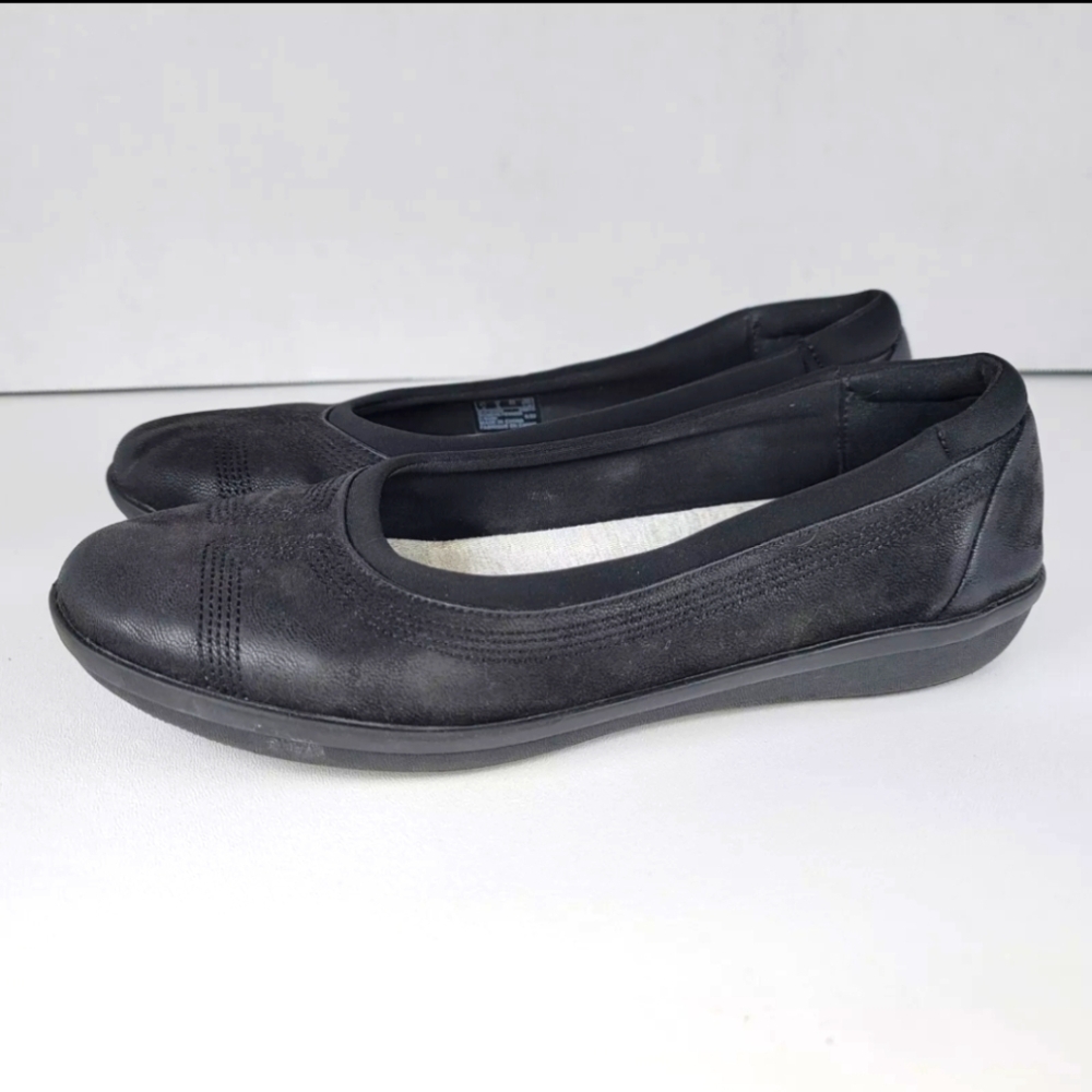 Clarks Cloudsteppers Ayla Low Black Flats Slip On Comfort Women’s 9 US